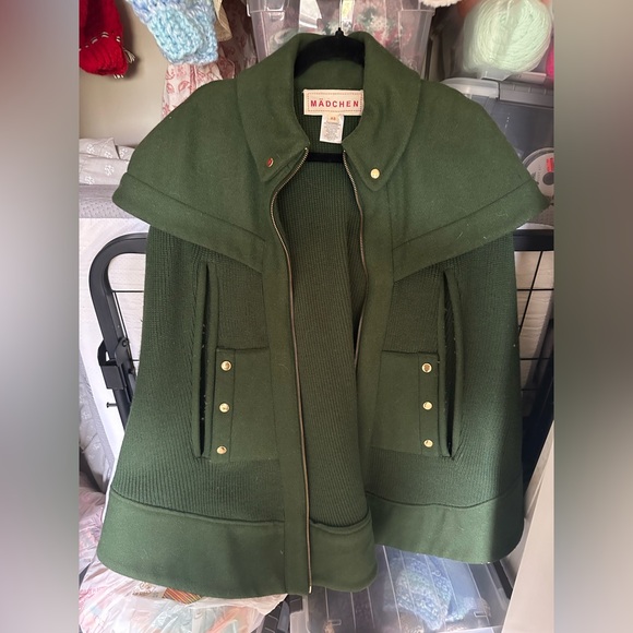 RARE ANTHROPOLOGIE  Madchen Fatigue Finery Cape Jacket Size XS Wool Blend $560 - Picture 2 of 3